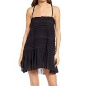 FREE PEOPLE SHAILEE COTTON LACE SLIP DRESS IN BLACK MEDIUM BRAND NEW WITH TAGS